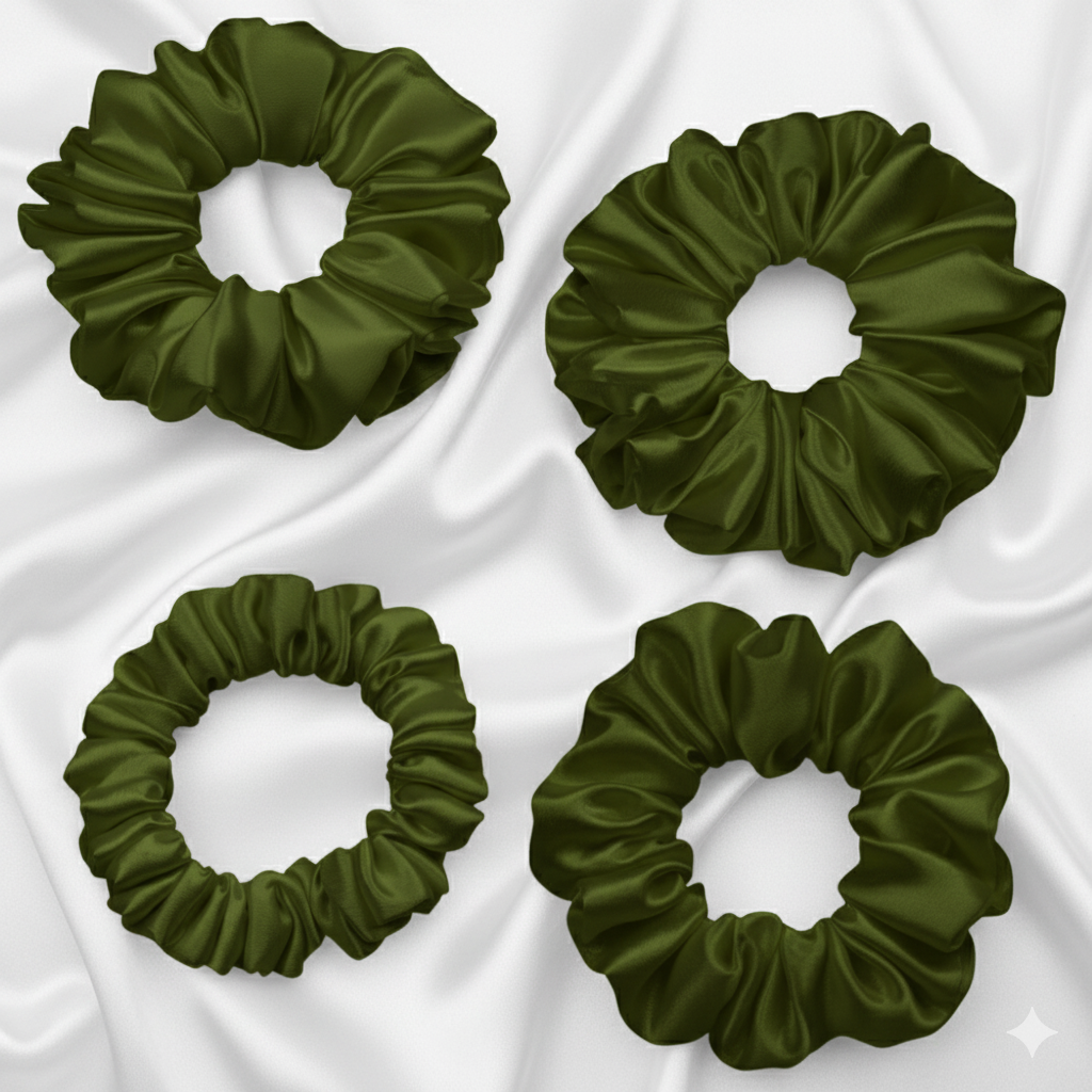 Ekai Premium Scrunchies in Olive | Skinny | Mini | L | XL - Image 4