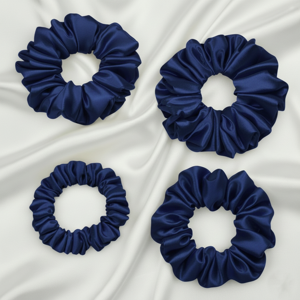 Ekai Premium Scrunchies in Navy Blue Skinny | Mini | L | XL | - Image 4