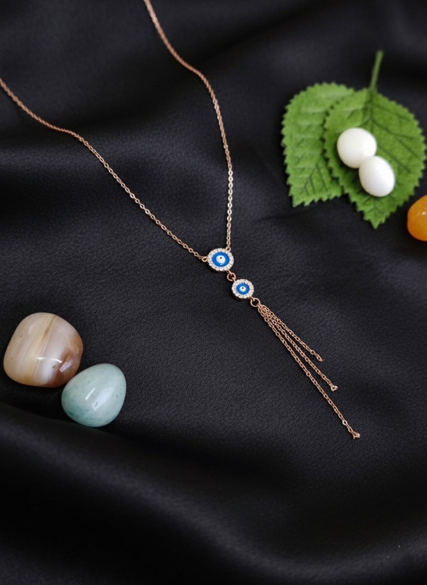 Evil eye Rose Gold 925 silver Necklace for women - Image 2