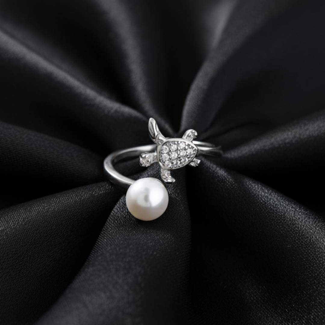 Cubic Zirconia Turtle Wrap Ring in Pure Silver - Image 2